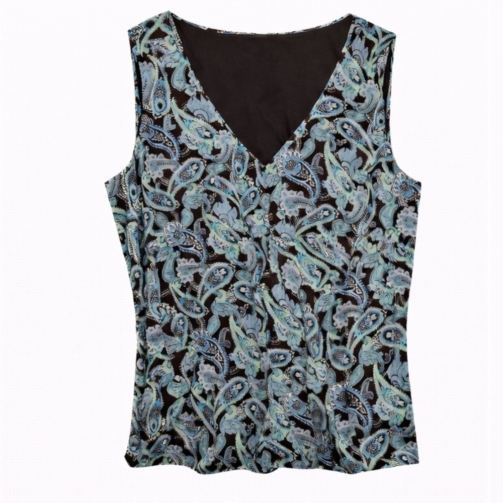 💚 Ann Taylor Mint & Brown Paisley Top
